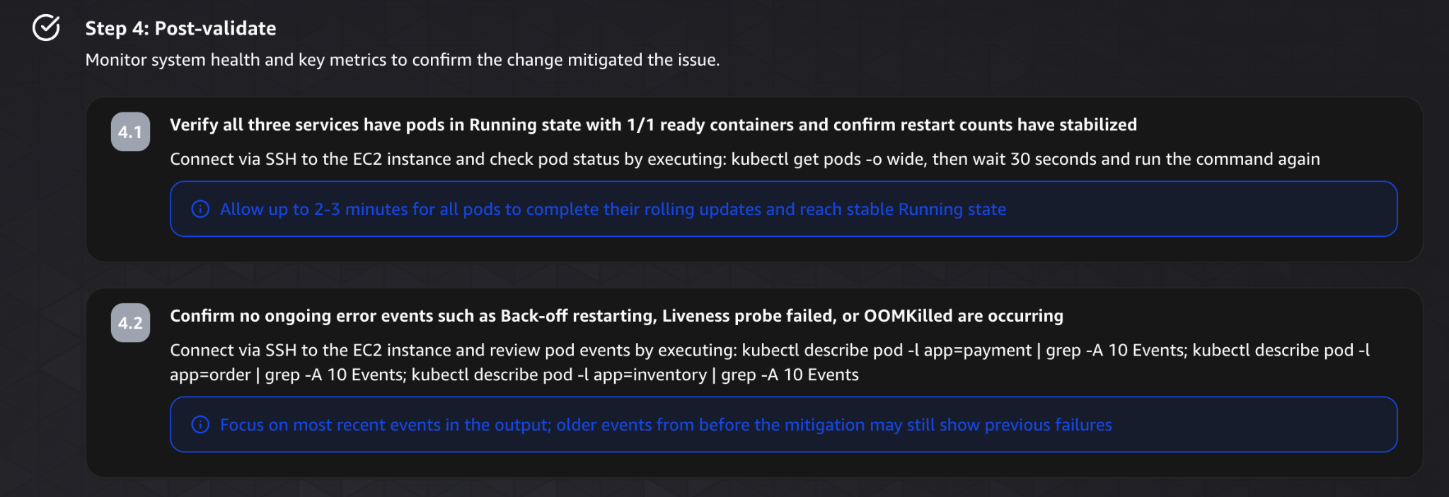 AWS DevOps Agent apply fixes step